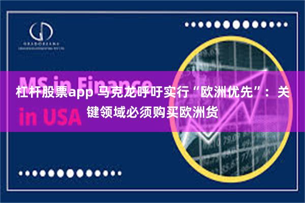 杠杆股票app 马克龙呼吁实行“欧洲优先”：关键领域必须购买欧洲货