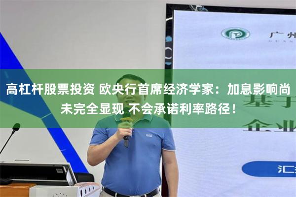 高杠杆股票投资 欧央行首席经济学家：加息影响尚未完全显现 不会承诺利率路径！