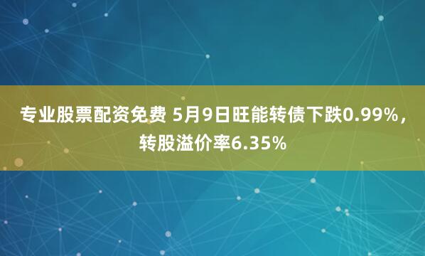 专业股票配资免费 5月9日旺能转债下跌0.99%，转股溢价率6.35%
