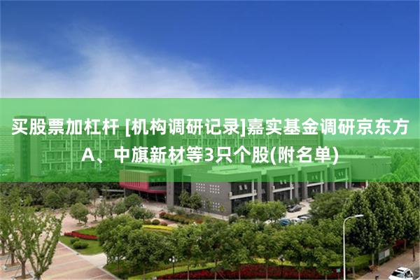买股票加杠杆 [机构调研记录]嘉实基金调研京东方A、中旗新材等3只个股(附名单)