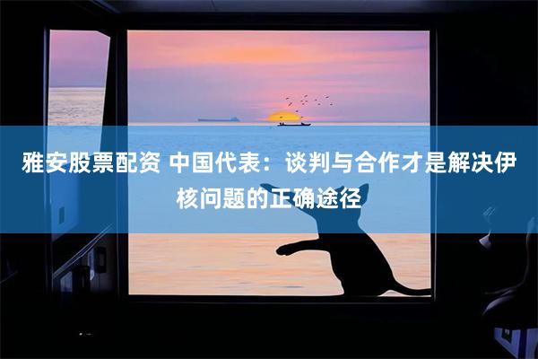 雅安股票配资 中国代表：谈判与合作才是解决伊核问题的正确途径
