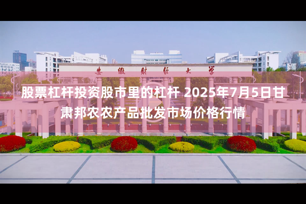 股票杠杆投资股市里的杠杆 2025年7月5日甘肃邦农农产品批发市场价格行情