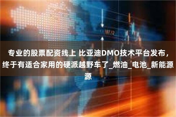 专业的股票配资线上 比亚迪DMO技术平台发布，终于有适合家用的硬派越野车了_燃油_电池_新能源