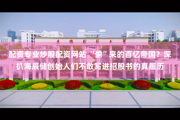 配资专业炒股配资网站 “偷”来的百亿帝国？深扒海辰储创始人们不敢写进招股书的真履历