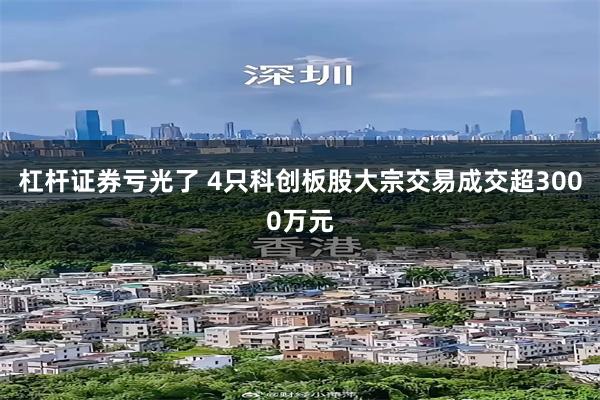 杠杆证券亏光了 4只科创板股大宗交易成交超3000万元
