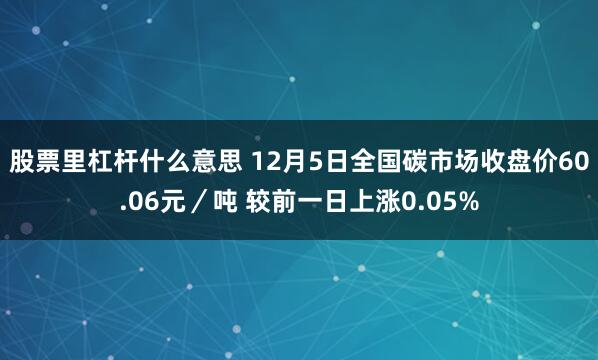 股票里杠杆什么意思 12月5日全国碳市场收盘价60.06元／吨 较前一日上涨0.05%