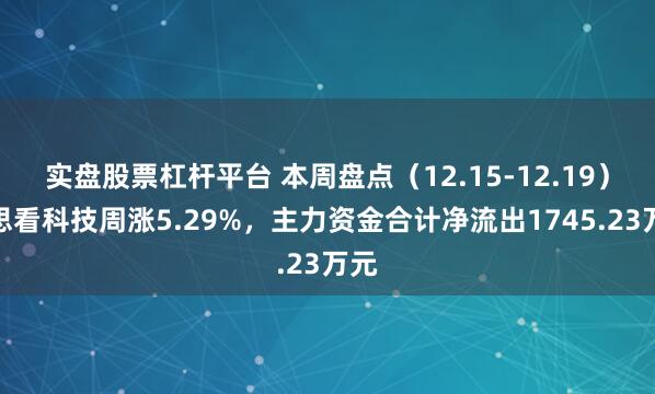 实盘股票杠杆平台 本周盘点（12.15-12.19）：思看科技周涨5.29%，主力资金合计净流出1745.23万元